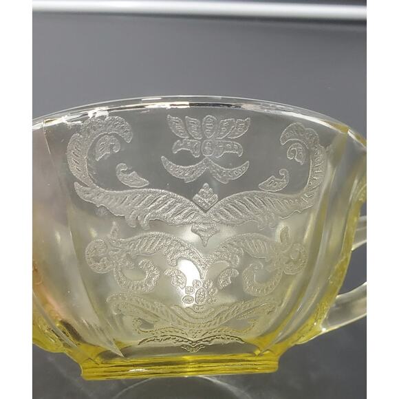 FEDERAL MADRID AMBER YELLOW DEPRESSION GLASS 4 3/4" Soup Bowl Handles, Set of 2 - Picture 4 of 8